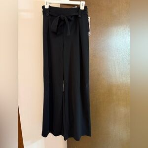 Rewash Black High-Waist Wide-Leg Jumpsuit Pants with Tie Waist
